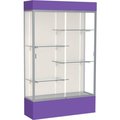 Waddell Display Case Of Ghent Spirit Lighted Display Case 48"W x 80"H x 16"D Plaque Back Satin Finish Purple Base & Top 3174PB-SN-PE